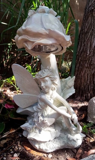 solar light globe fairy statue