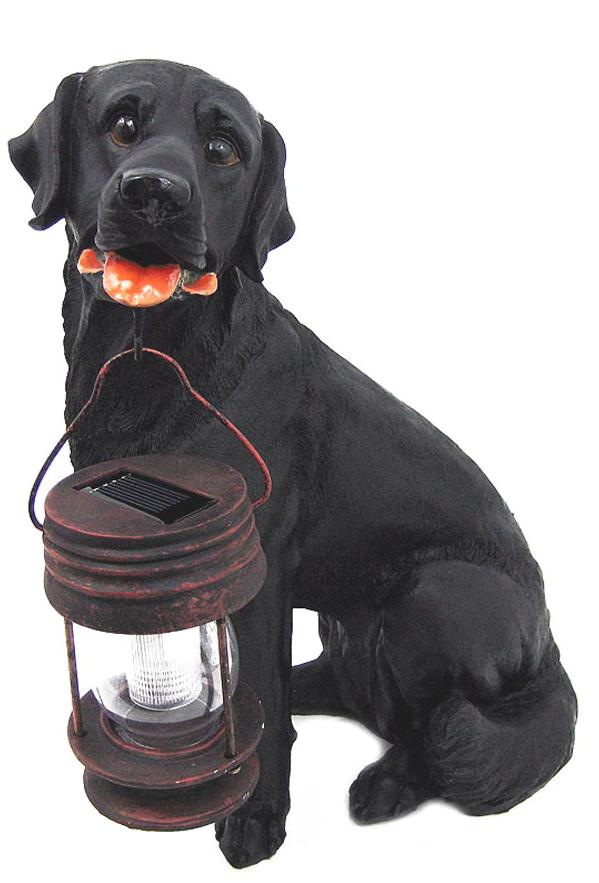 black dog garden statue
