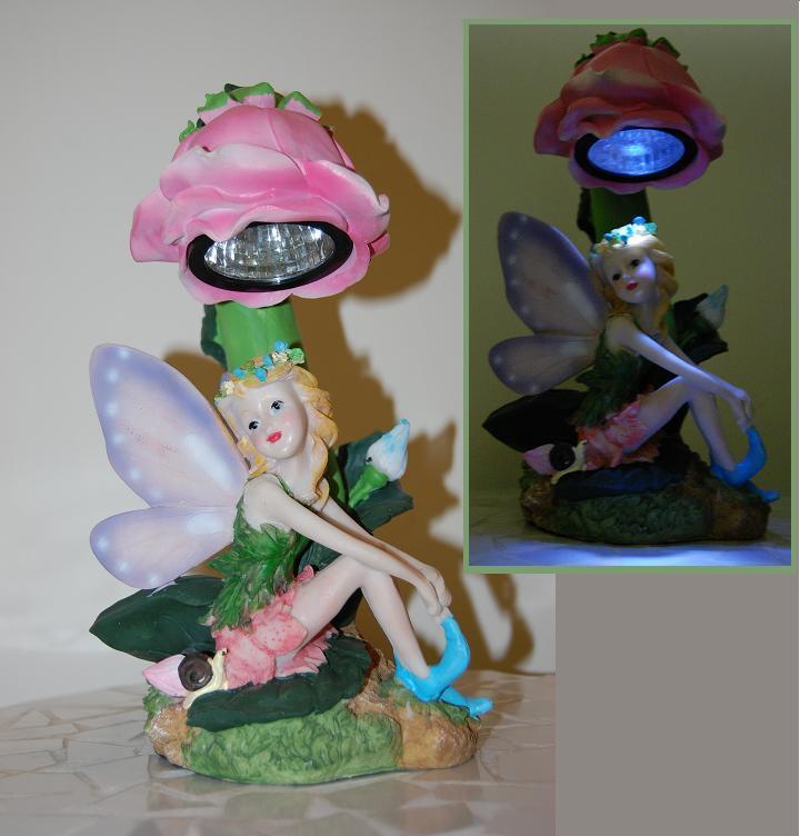 solar light globe fairy statue