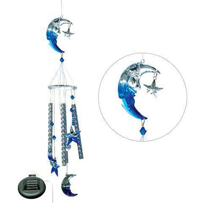 Solar Powered Wind Chimes Garden Decor Moon And Stars Solar Wind Chime